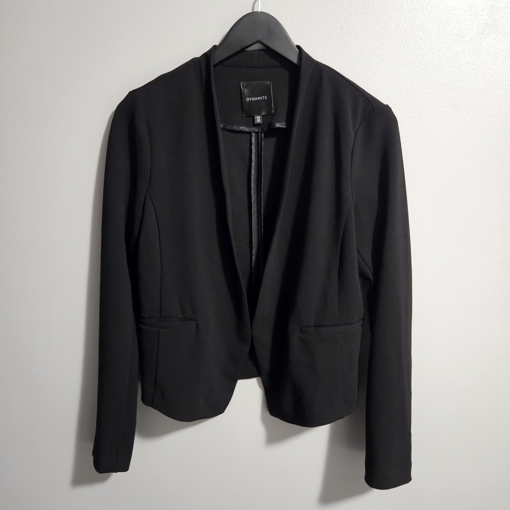 Dynamite Black Open-Front Cropped Blazer Jacket